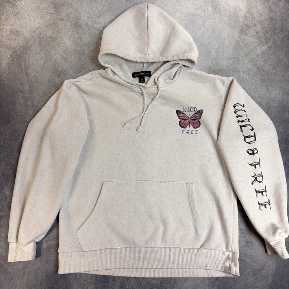 Y2K Social Scene Wild & Free Butterfly Flame Graphic Hoodie XS